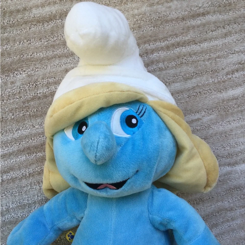 Build a Bear Blue White Smurf Movie Plush Smurfette Stuffed Animal Toy 16”